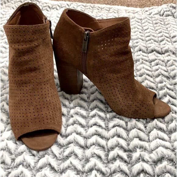 Jessica Simpson Suede Ankle Boots with Peep Toe - Picture 1 of 4
